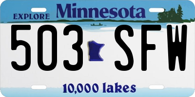 MN license plate 503SFW