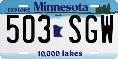 MN license plate 503SGW