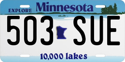 MN license plate 503SUE