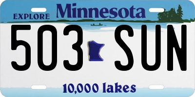 MN license plate 503SUN