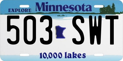 MN license plate 503SWT