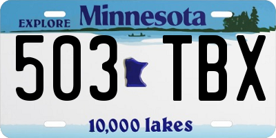 MN license plate 503TBX