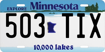 MN license plate 503TIX