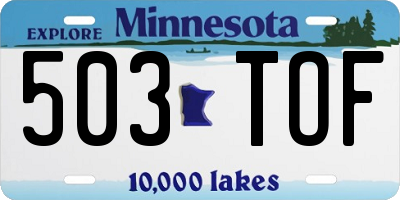 MN license plate 503TOF