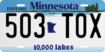 MN license plate 503TOX