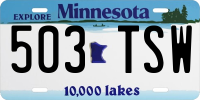 MN license plate 503TSW