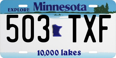 MN license plate 503TXF