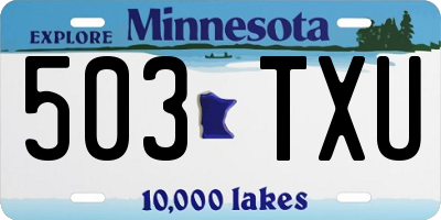 MN license plate 503TXU
