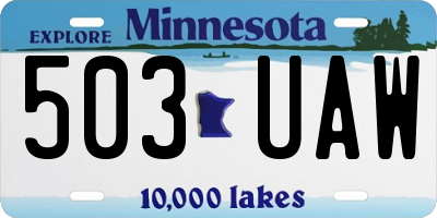 MN license plate 503UAW