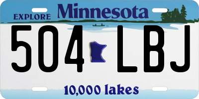 MN license plate 504LBJ