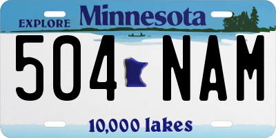 MN license plate 504NAM