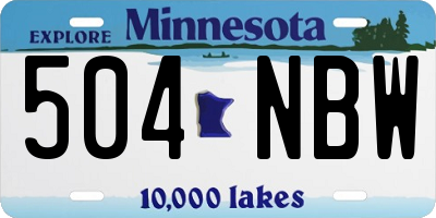 MN license plate 504NBW