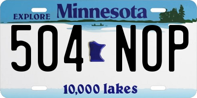 MN license plate 504NOP