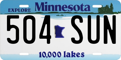MN license plate 504SUN