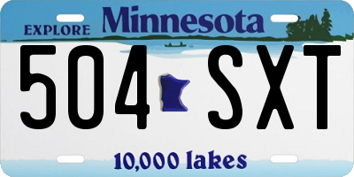 MN license plate 504SXT