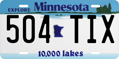 MN license plate 504TIX
