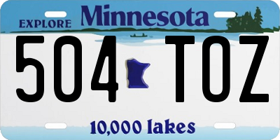 MN license plate 504TOZ