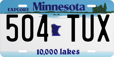MN license plate 504TUX