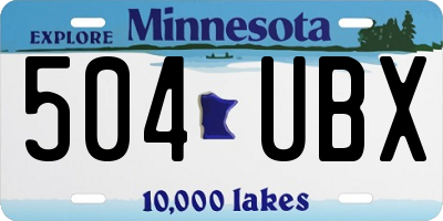 MN license plate 504UBX