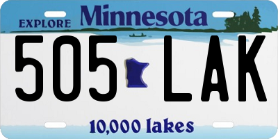 MN license plate 505LAK