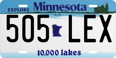 MN license plate 505LEX