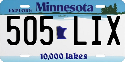 MN license plate 505LIX