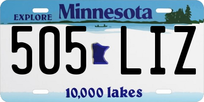 MN license plate 505LIZ