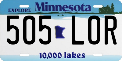 MN license plate 505LOR