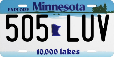 MN license plate 505LUV