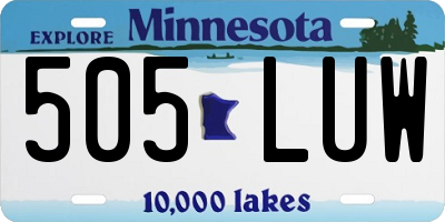 MN license plate 505LUW