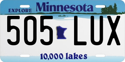 MN license plate 505LUX