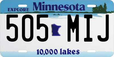 MN license plate 505MIJ