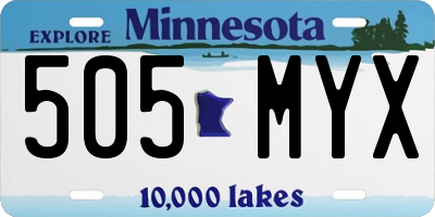 MN license plate 505MYX