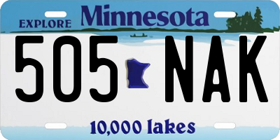 MN license plate 505NAK