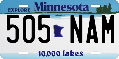 MN license plate 505NAM