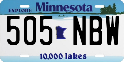 MN license plate 505NBW