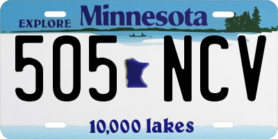 MN license plate 505NCV
