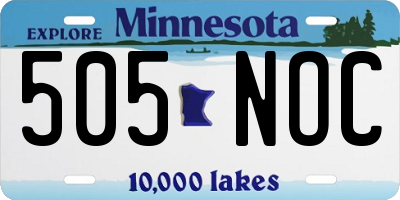 MN license plate 505NOC