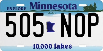 MN license plate 505NOP