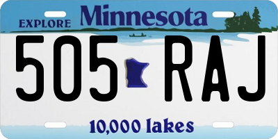 MN license plate 505RAJ