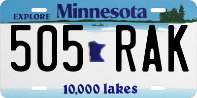 MN license plate 505RAK