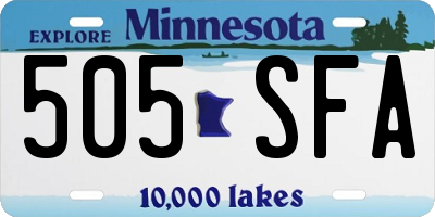 MN license plate 505SFA