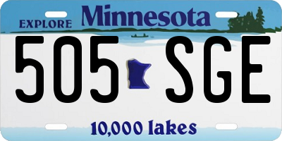 MN license plate 505SGE