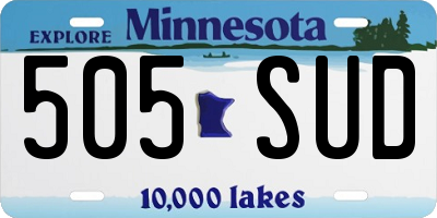 MN license plate 505SUD