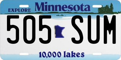 MN license plate 505SUM
