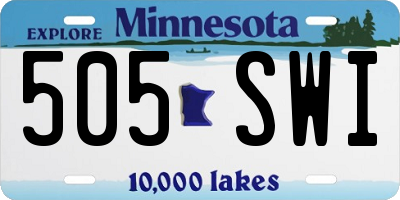 MN license plate 505SWI