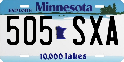 MN license plate 505SXA