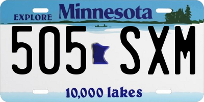 MN license plate 505SXM