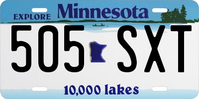 MN license plate 505SXT