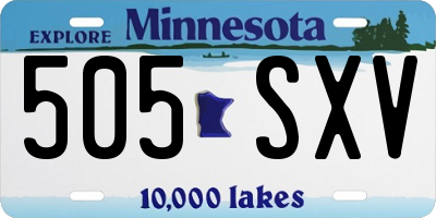 MN license plate 505SXV